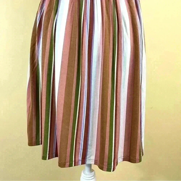 Nordstrom Striped Peasant Boho Ruffle SleeveFit Flare Mini Sun Dress Size M - Picture 11 of 15